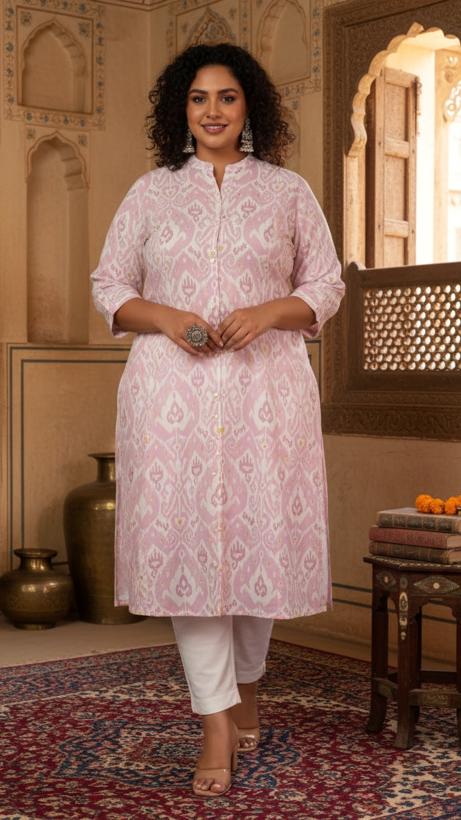 Women Printed Cotton A-line Kurta (B07-Purple)