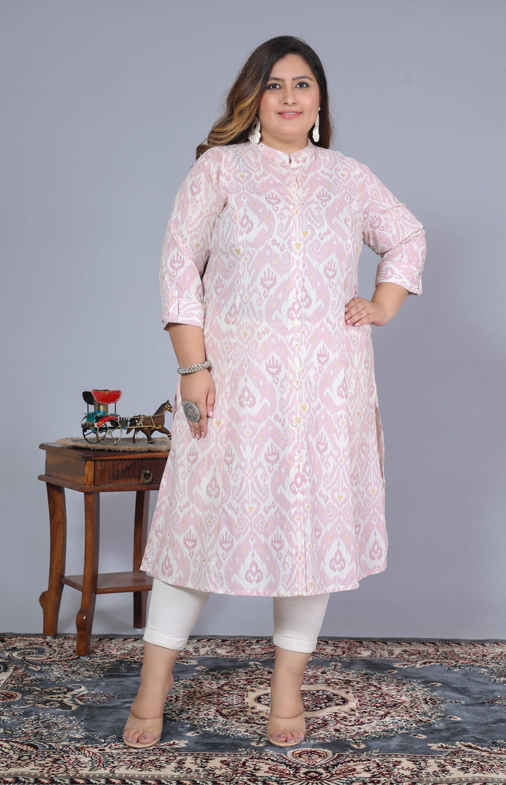 Women Printed Cotton A-line Kurta (B07-Purple)