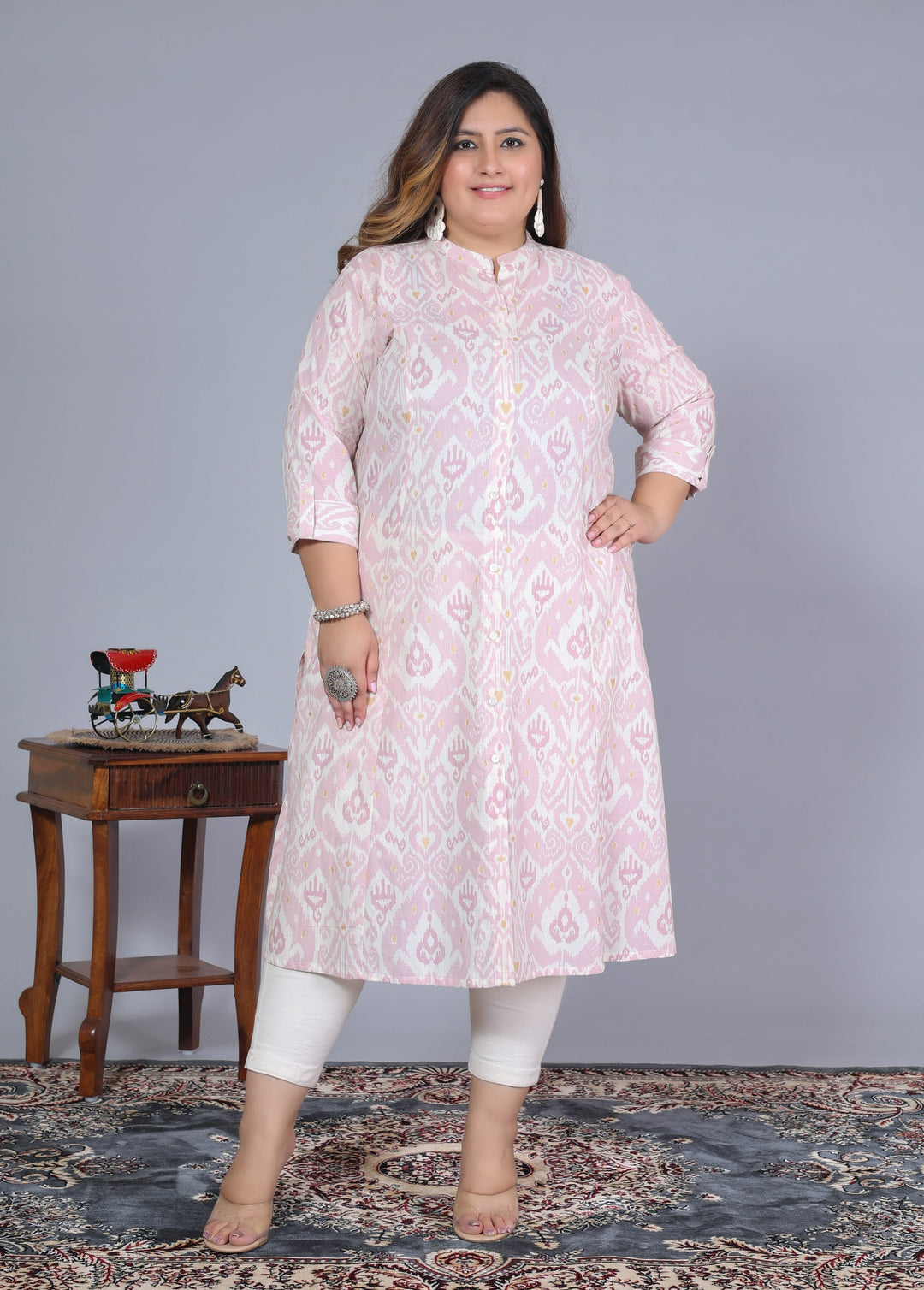 Women Printed Cotton A-line Kurta (B07-Purple)