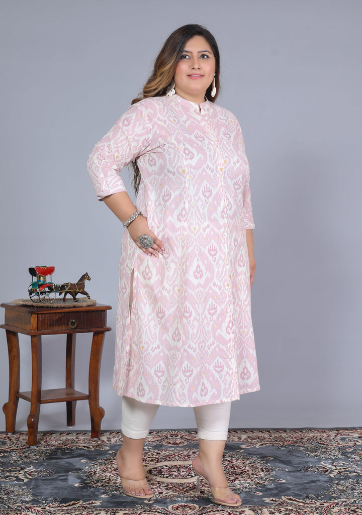Women Printed Cotton A-line Kurta (B07-Purple)
