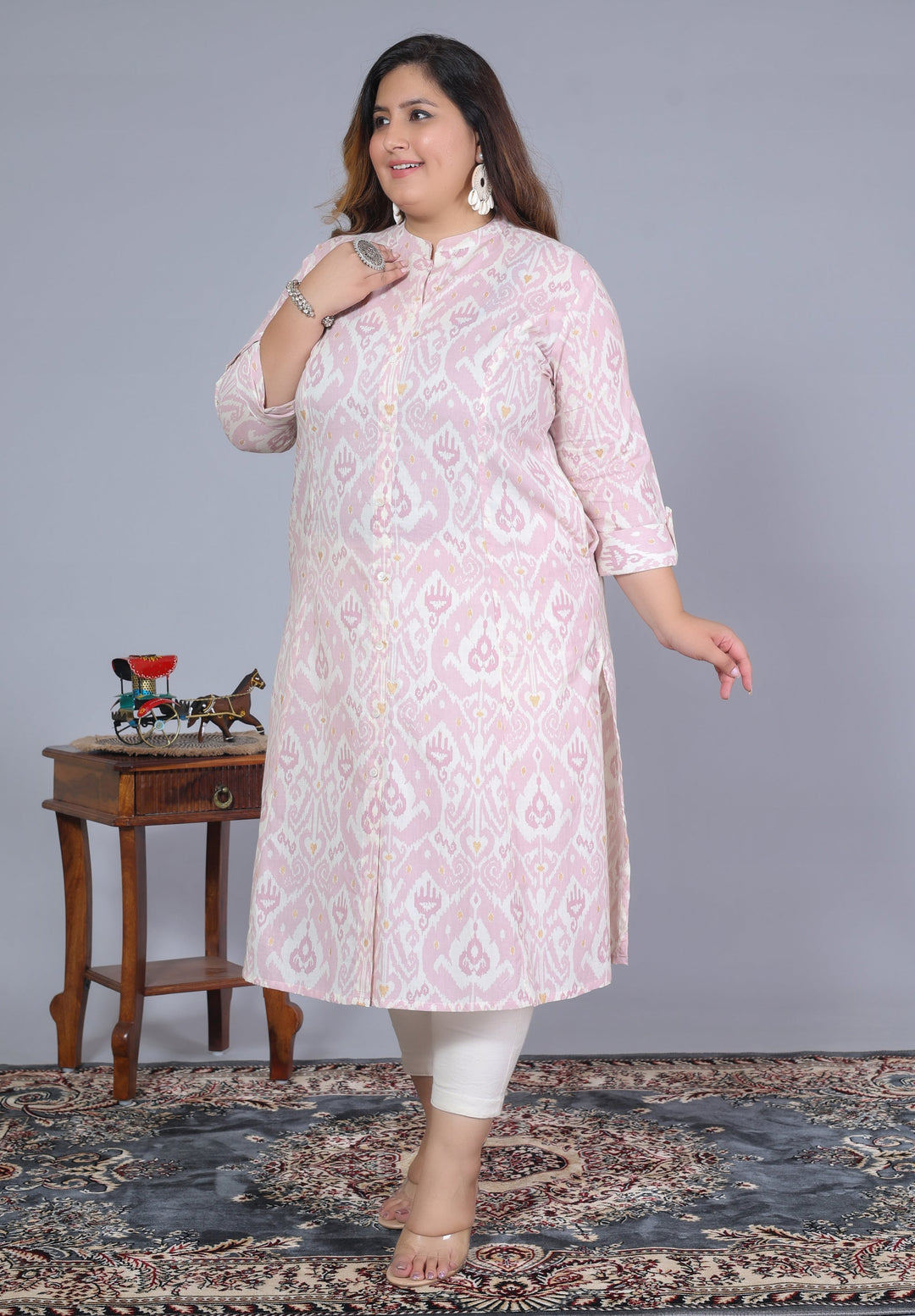 Women Printed Cotton A-line Kurta (B07-Purple)