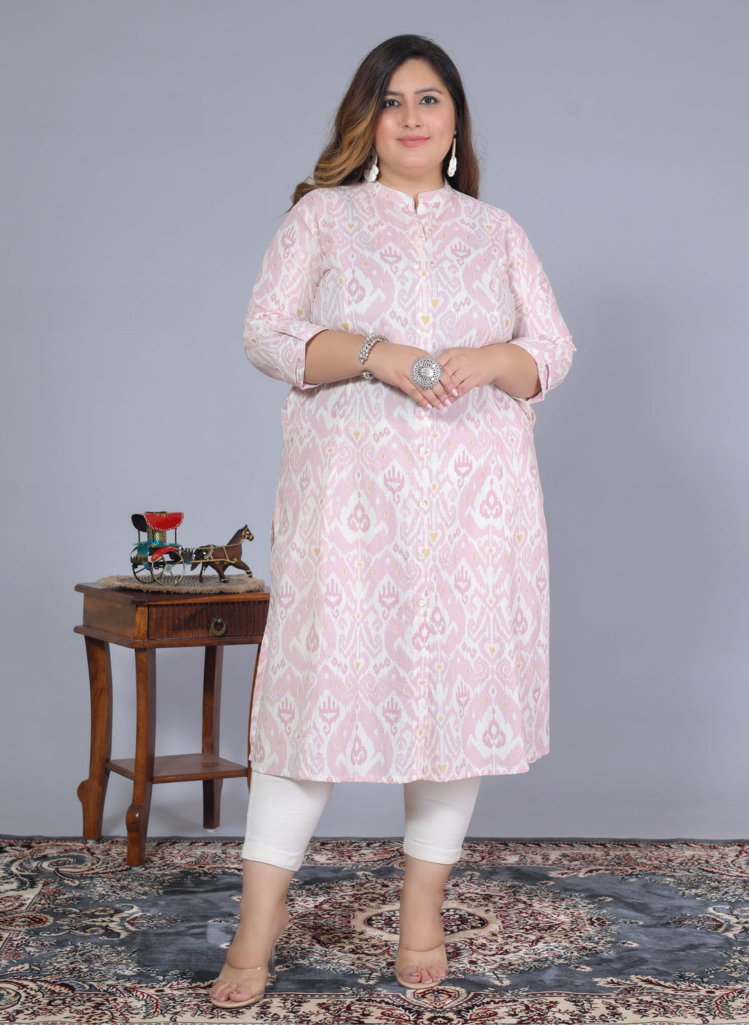 Women Printed Cotton A-line Kurta (B07-Purple)