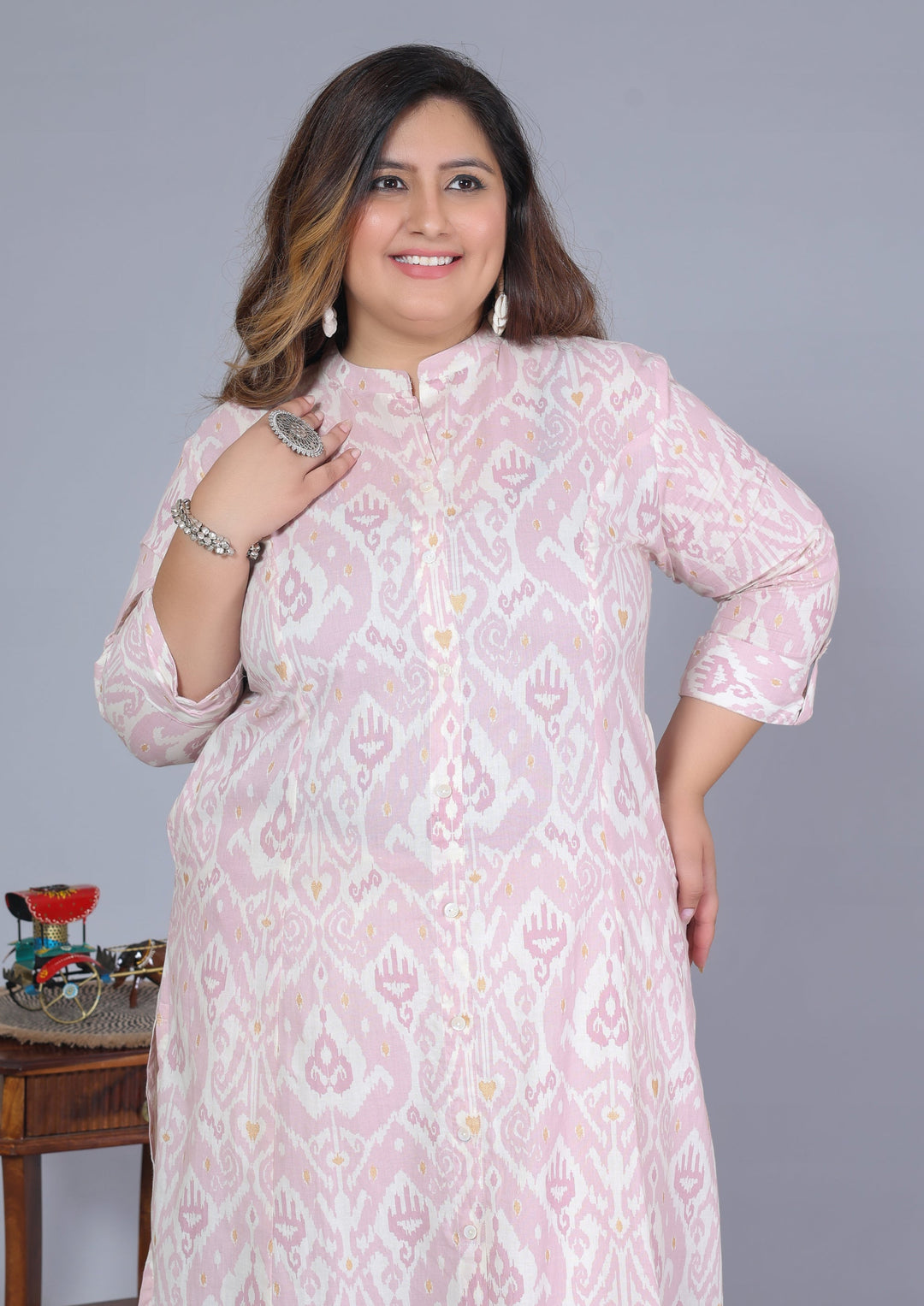 Women Printed Cotton A-line Kurta (B07-Purple)