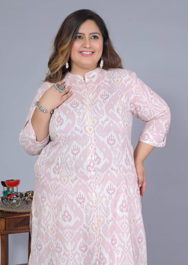 Women Printed Cotton A-line Kurta (B07-Purple)