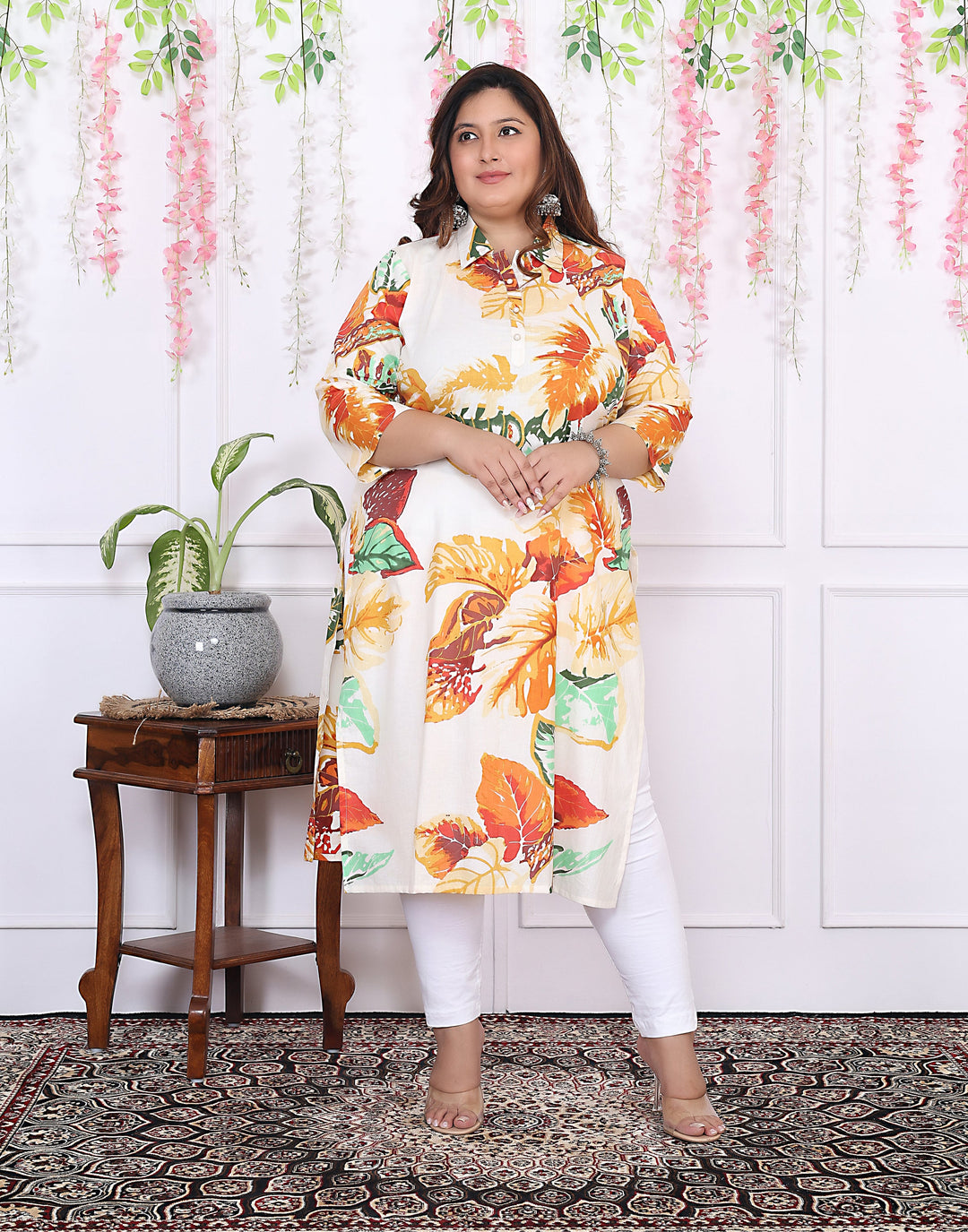 Women Printed Cotton Straight Kurta (B15-Multicolor)