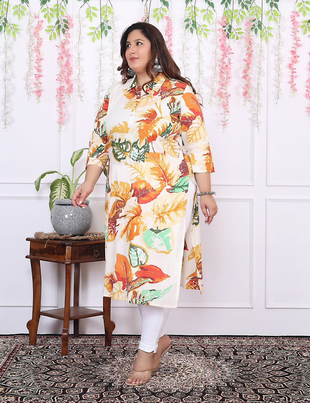 Women Printed Cotton Straight Kurta (B15-Multicolor)