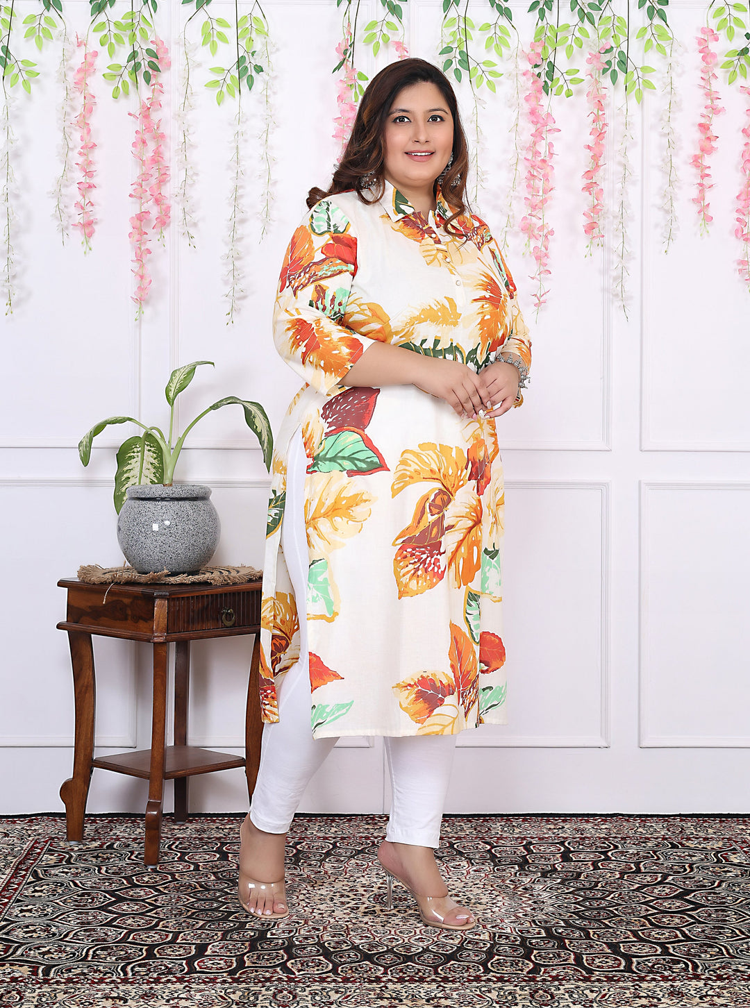 Women Printed Cotton Straight Kurta (B15-Multicolor)