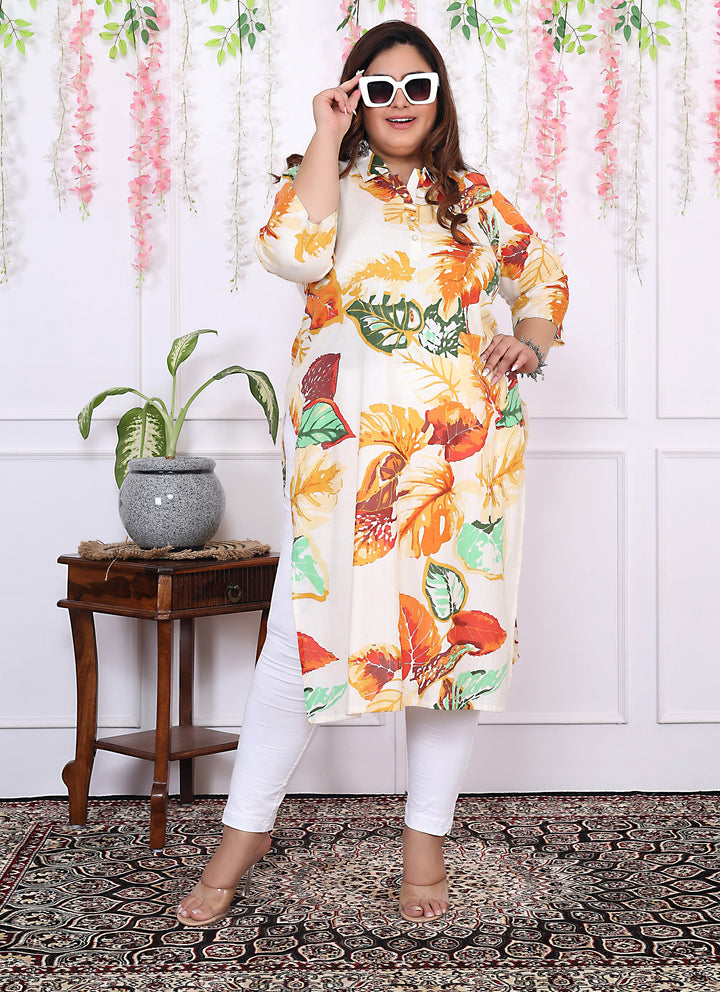 Women Printed Cotton Straight Kurta (B15-Multicolor)