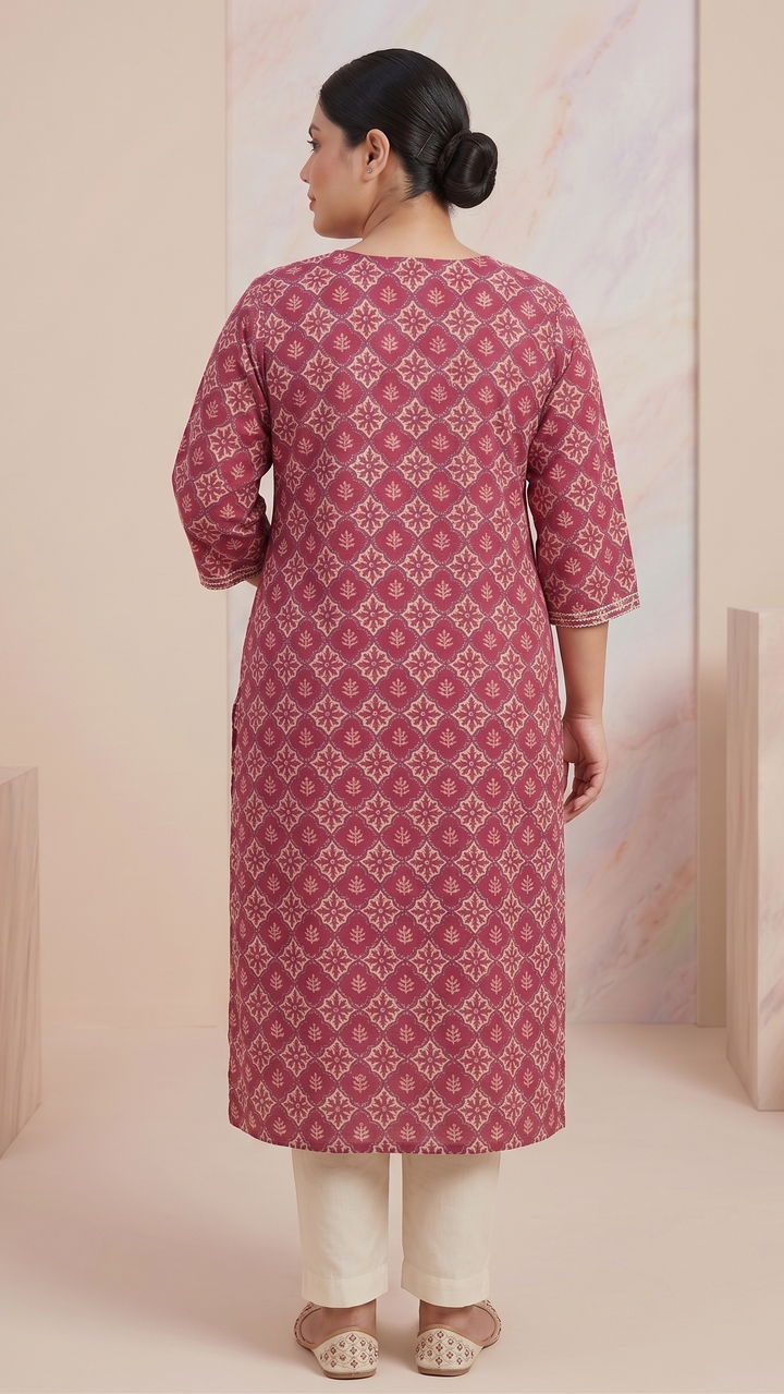 Magenta Printed Kurti