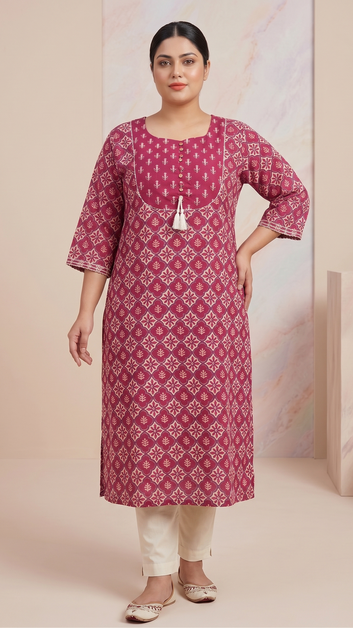 Magenta Printed Kurti