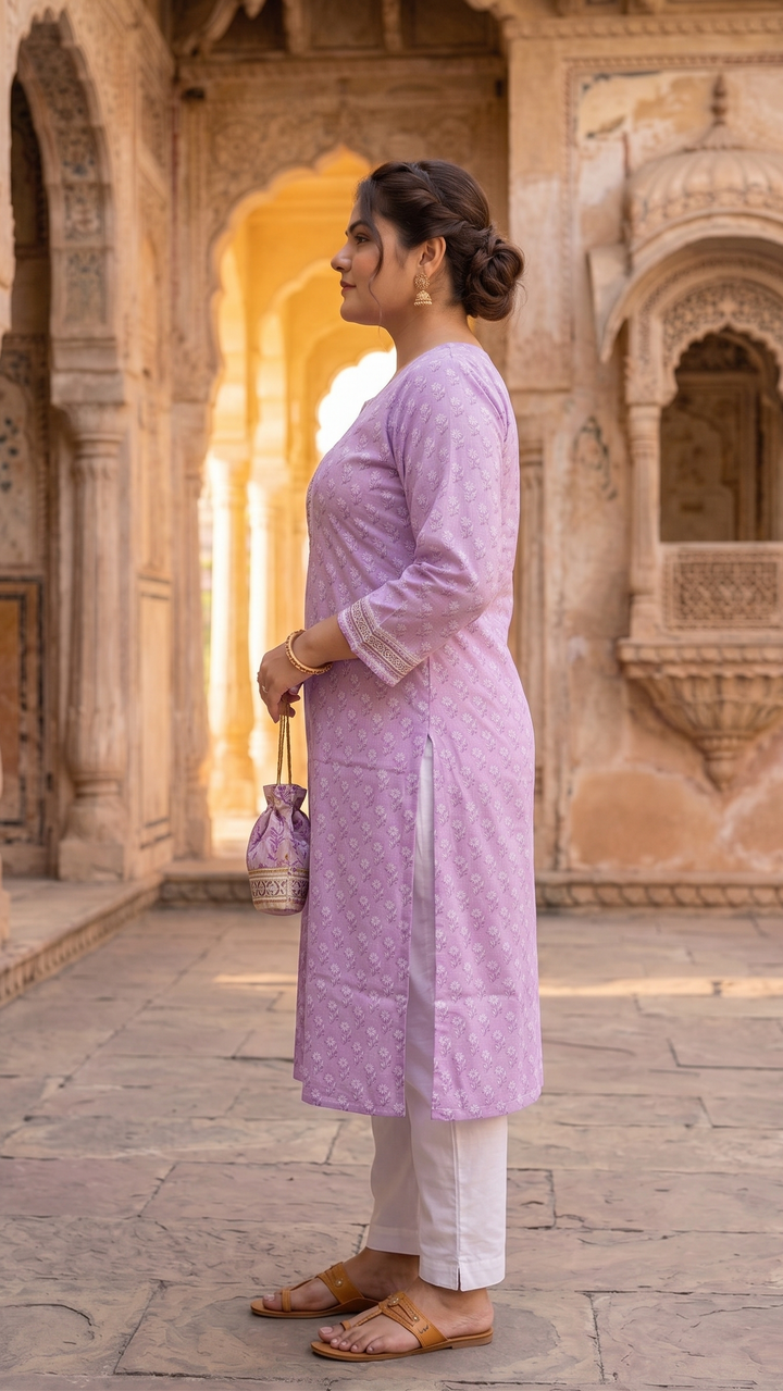 Lavender Petal Cotton Kurti