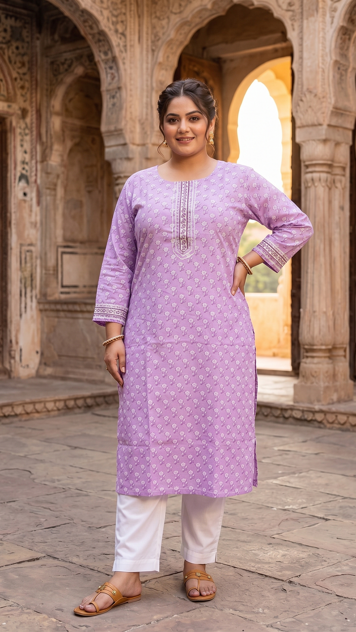 Lavender Petal Cotton Kurti