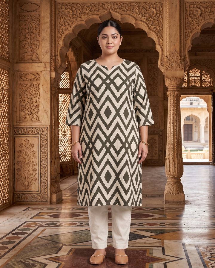 Meherzig Olive Chevron Kurti