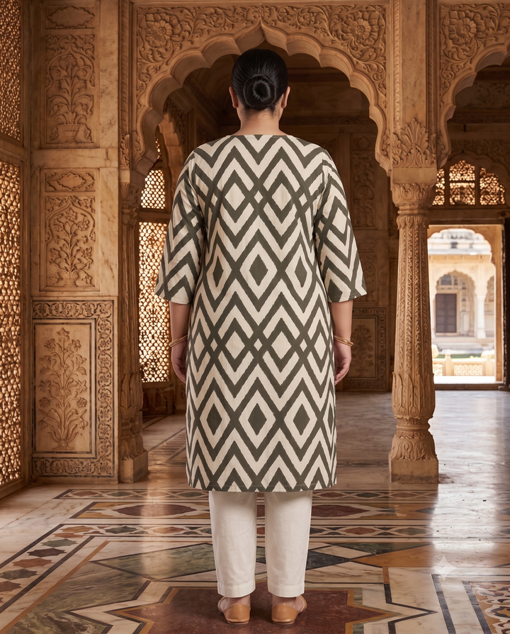 Meherzig Olive Chevron Kurti