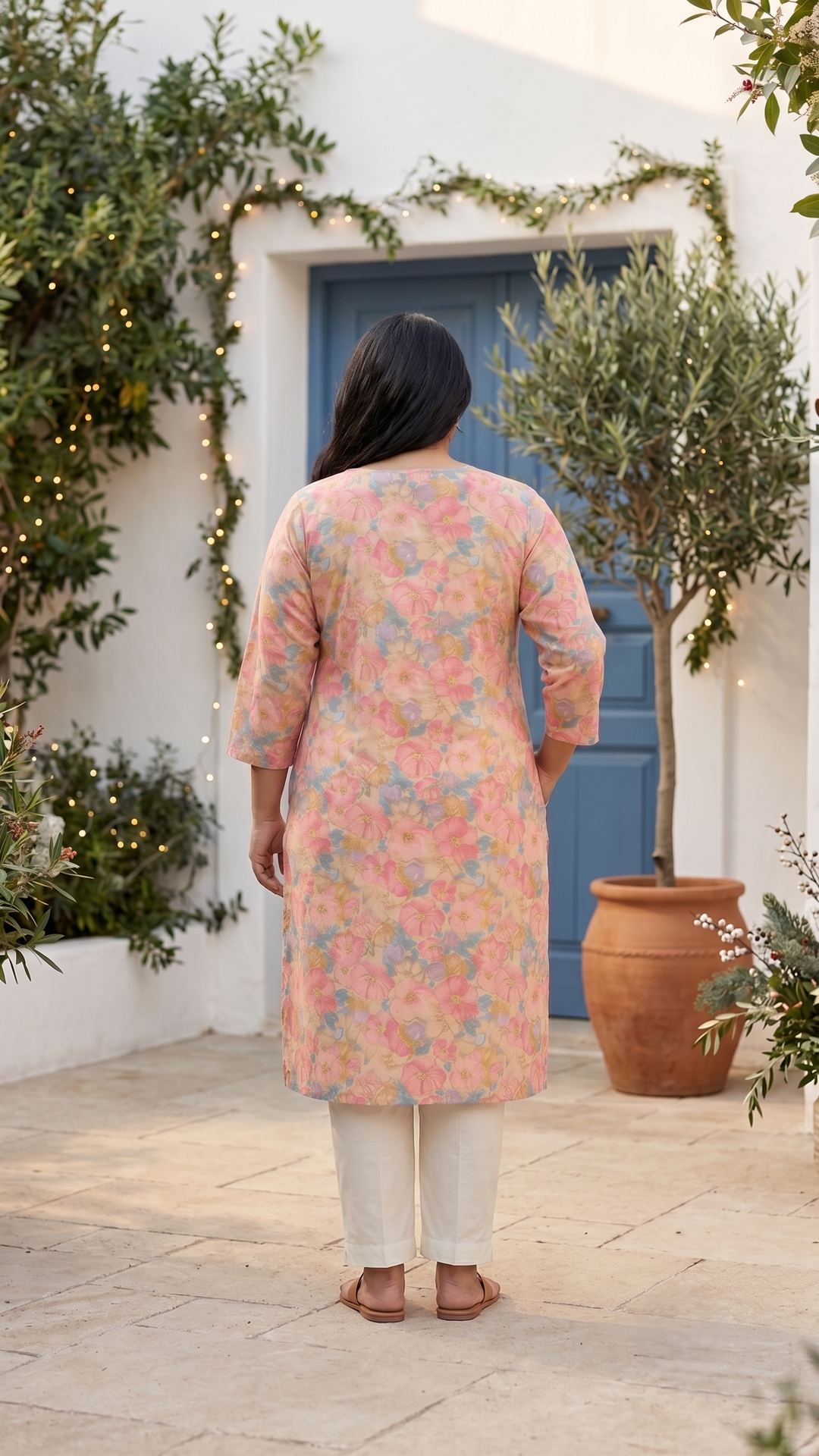 Anushka Peach Blossom Kurti