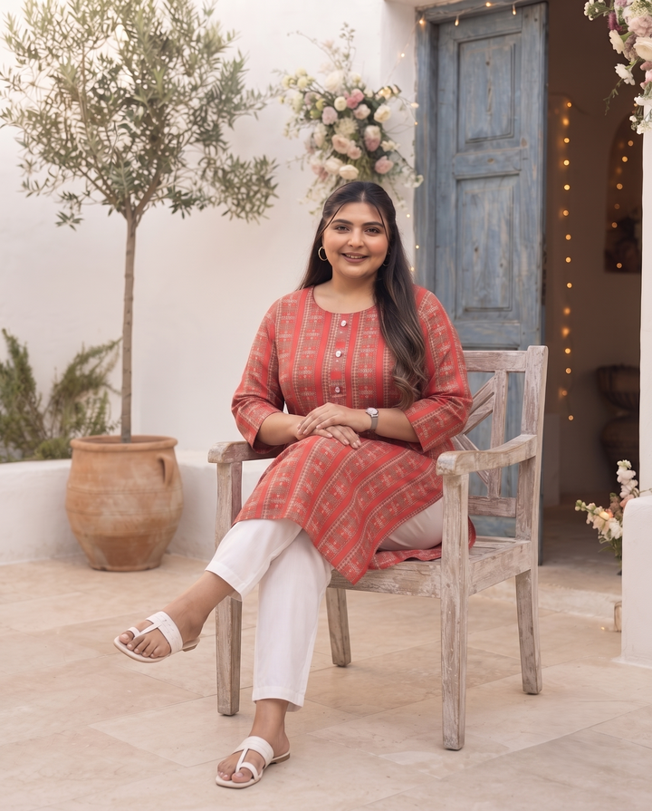 Kiran Coral Stripe Kurti