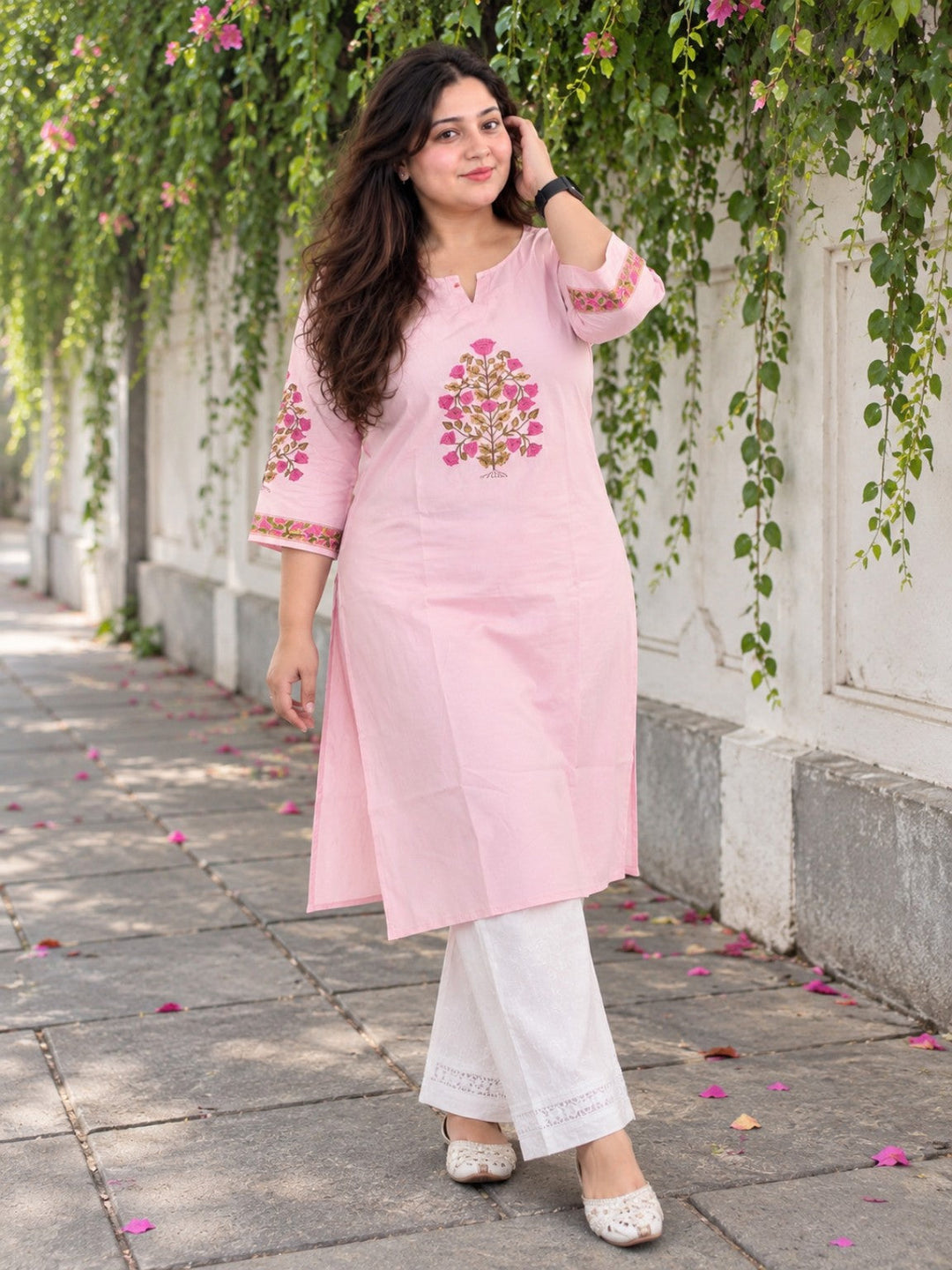 Blush Pink Tree of Life Pooja Kurta
