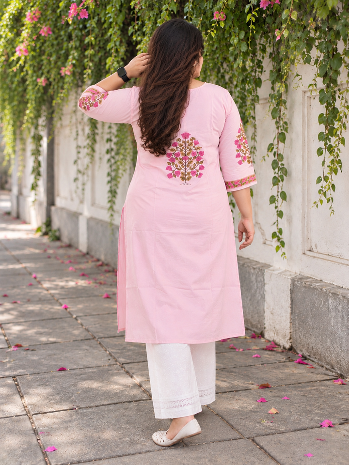 Blush Pink Tree of Life Pooja Kurta