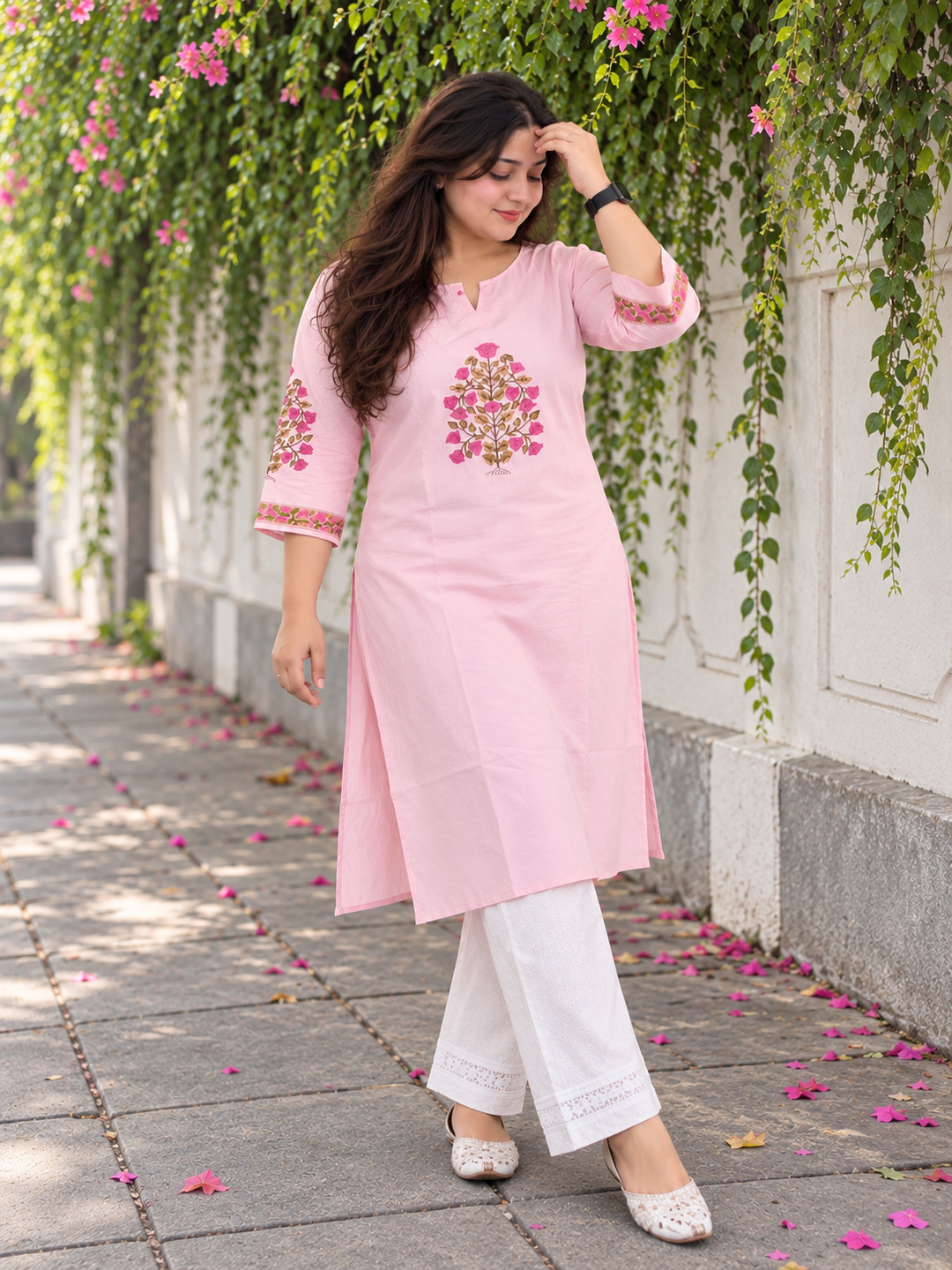 Blush Pink Tree of Life Pooja Kurta