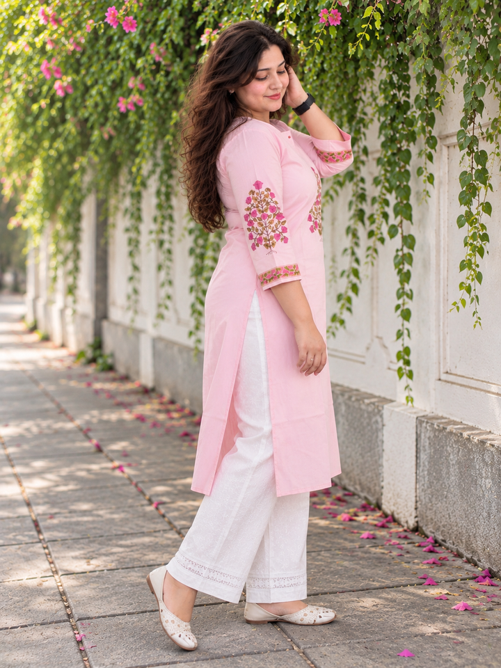 Blush Pink Tree of Life Pooja Kurta