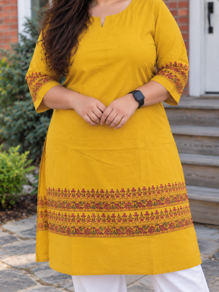 Haldi Yellow Floral Border Utsav Kurta