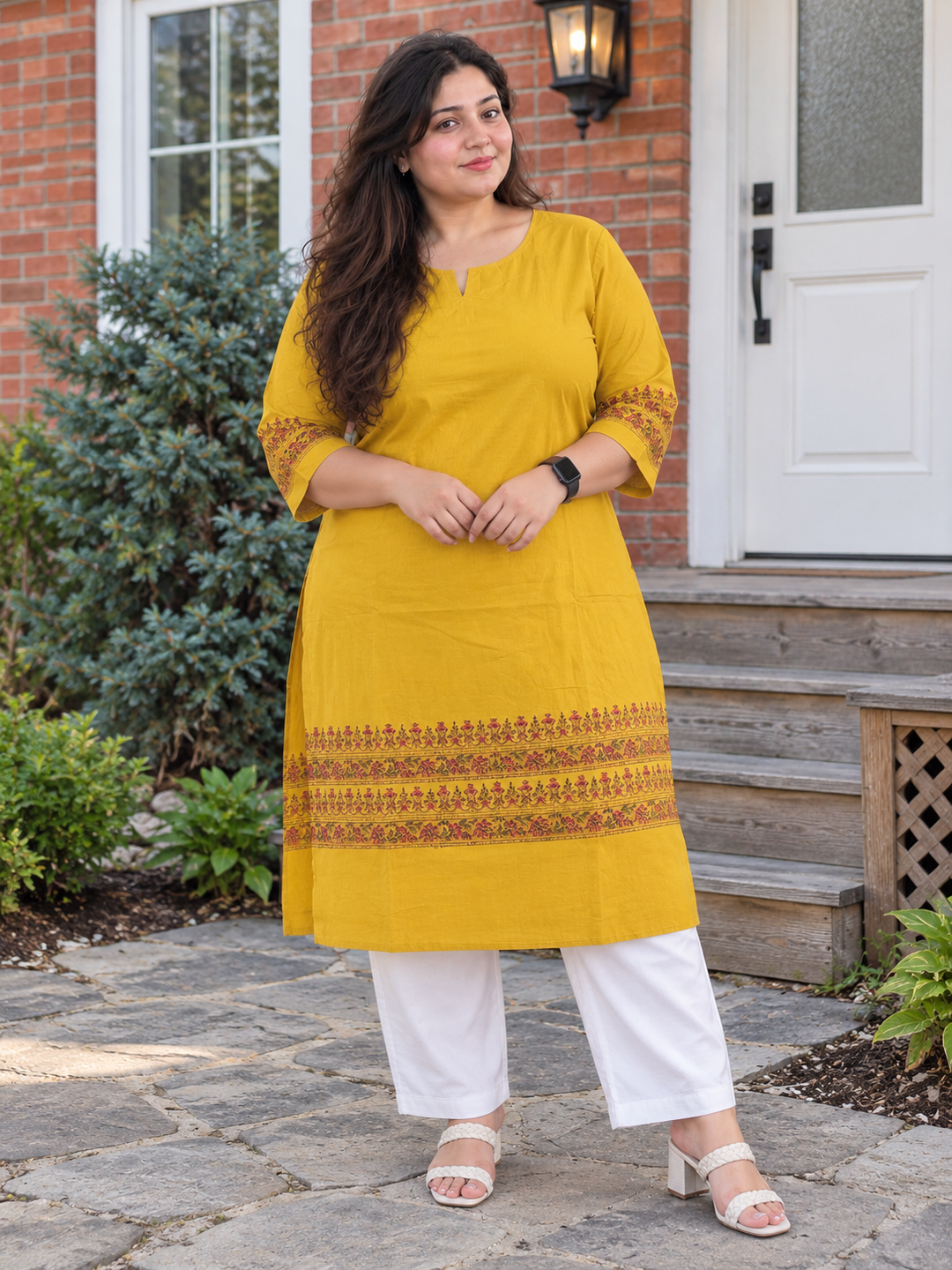 Haldi Yellow Floral Border Utsav Kurta