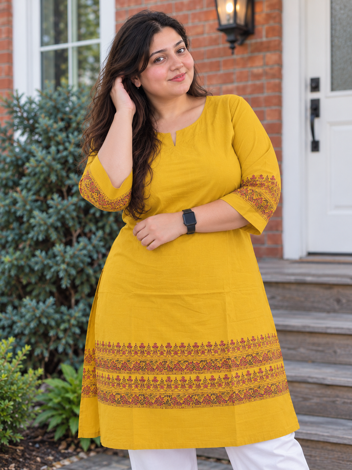 Haldi Yellow Floral Border Utsav Kurta