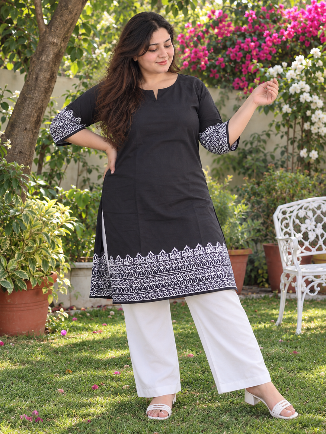 Black & White Celebration Kurta