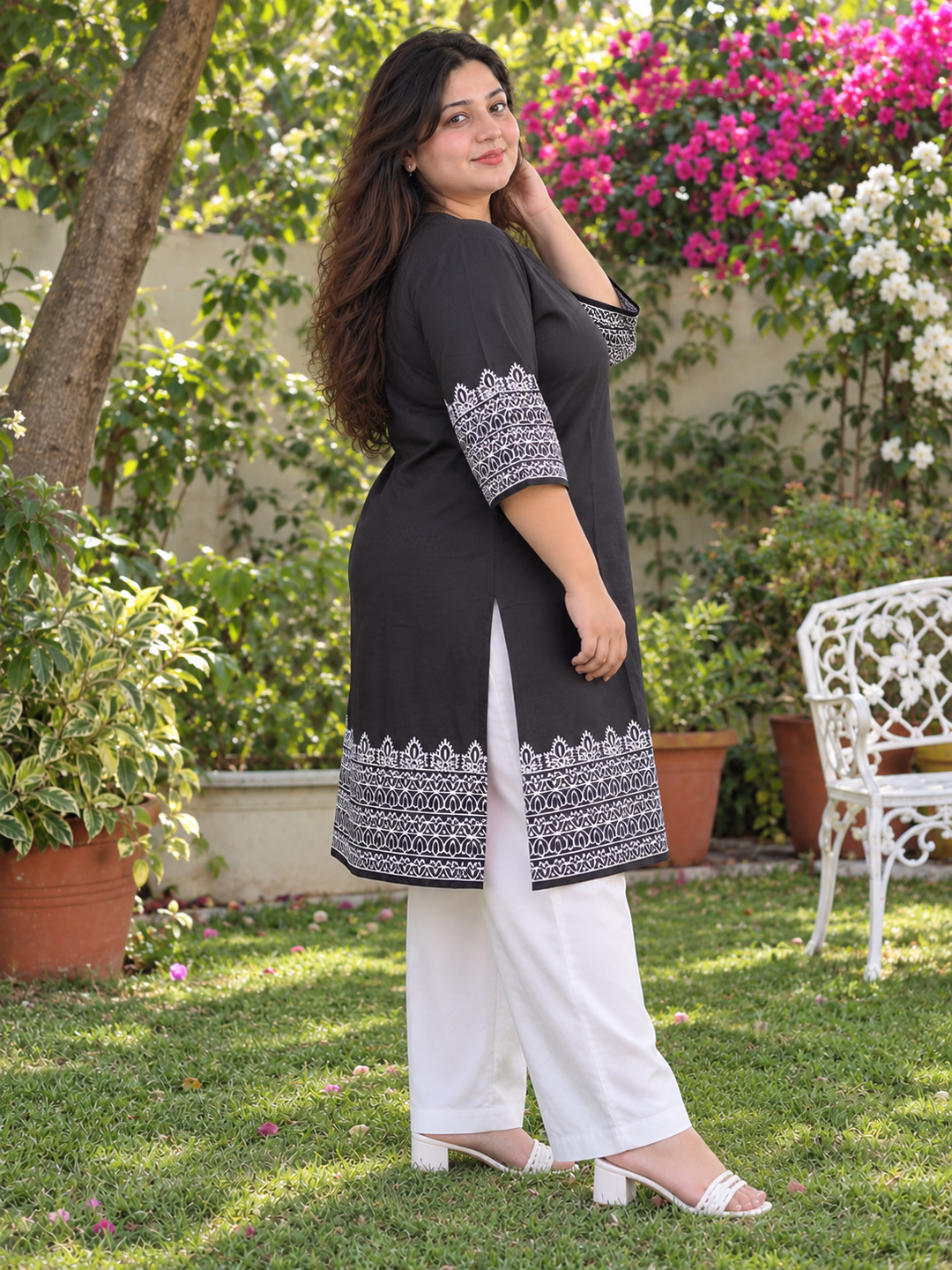 Black & White Celebration Kurta