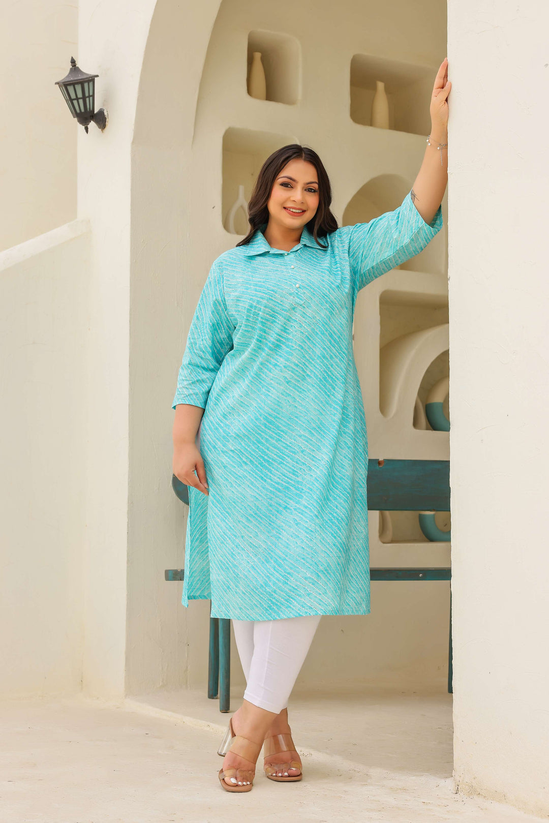 Big Size Turquoise Blue Kurti – Comfort with Style