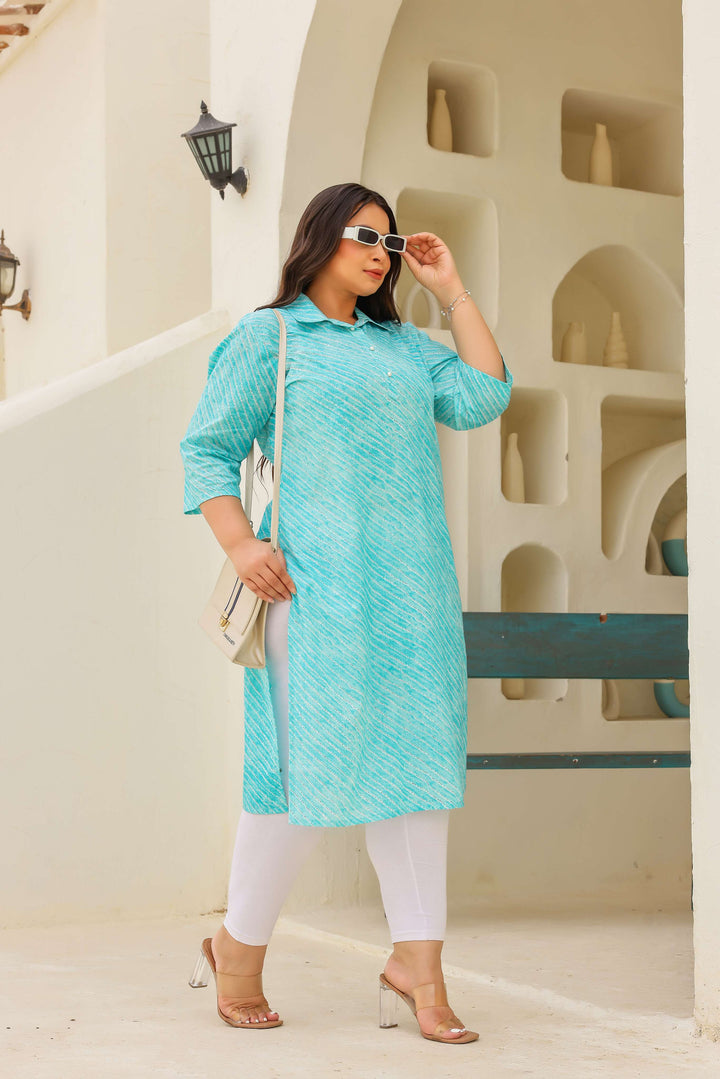 Big Size Turquoise Blue Kurti – Comfort with Style