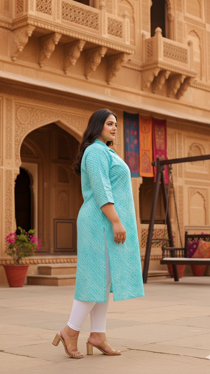 Big Size Turquoise Blue Kurti – Comfort with Style