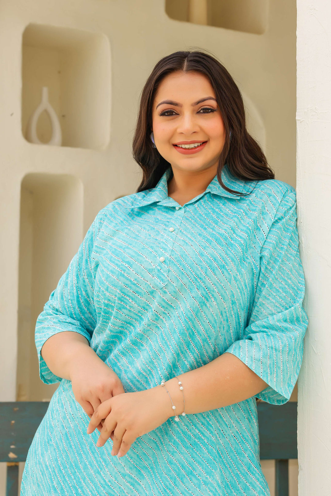 Big Size Turquoise Blue Kurti – Comfort with Style