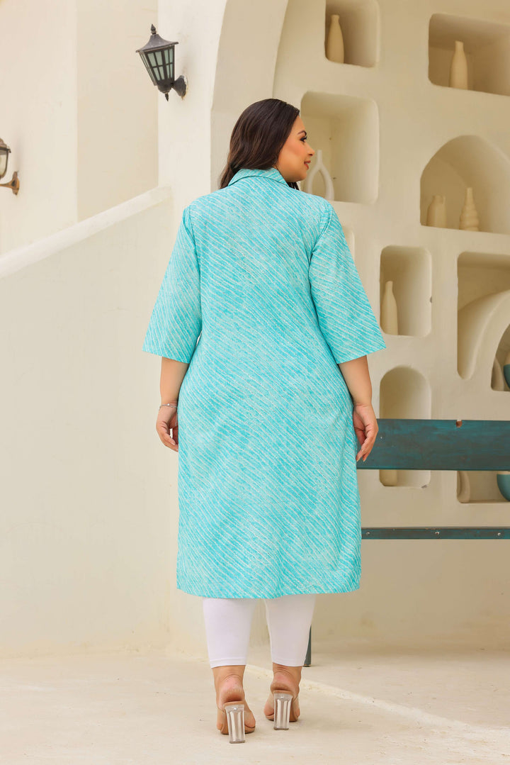 Big Size Turquoise Blue Kurti – Comfort with Style