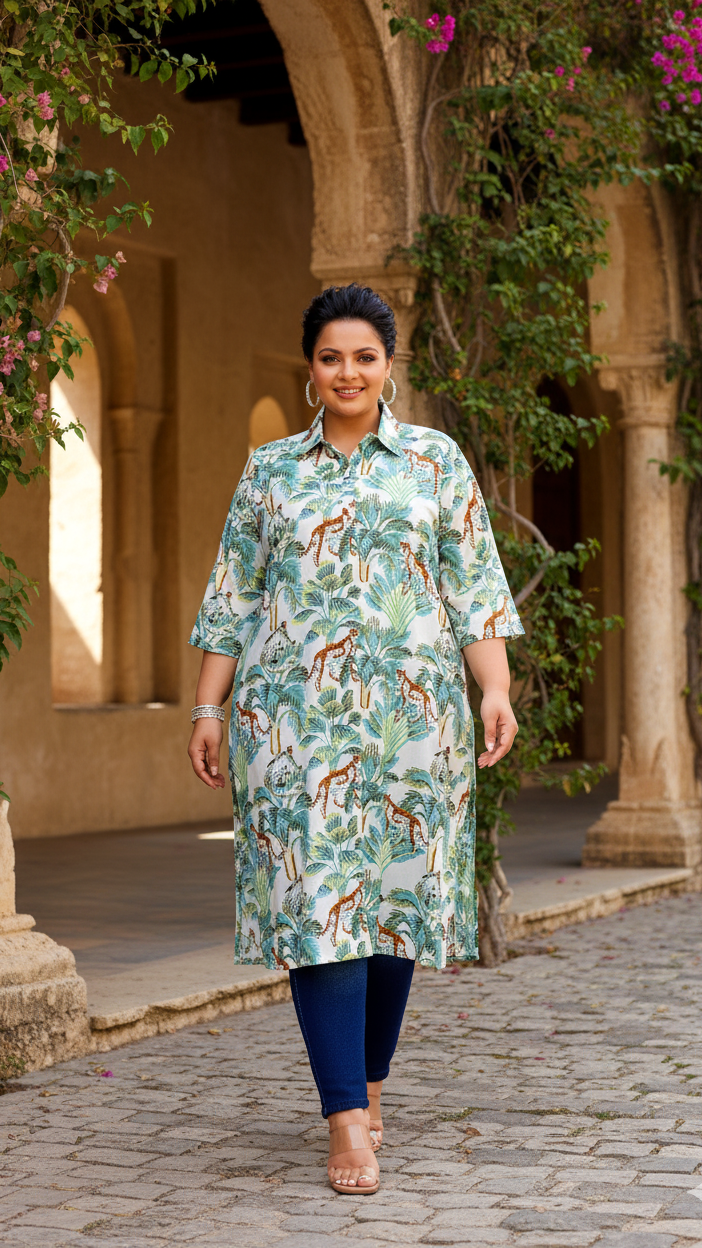 Jungle Safari Plus Size Kurti – Exotic, Chic & Effortlessly Stylish