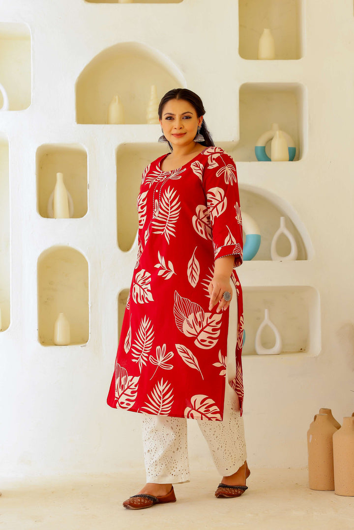 Women's Plus Size Cotton Kurti with 3/4 Sleeves – Elegant & Comfortable