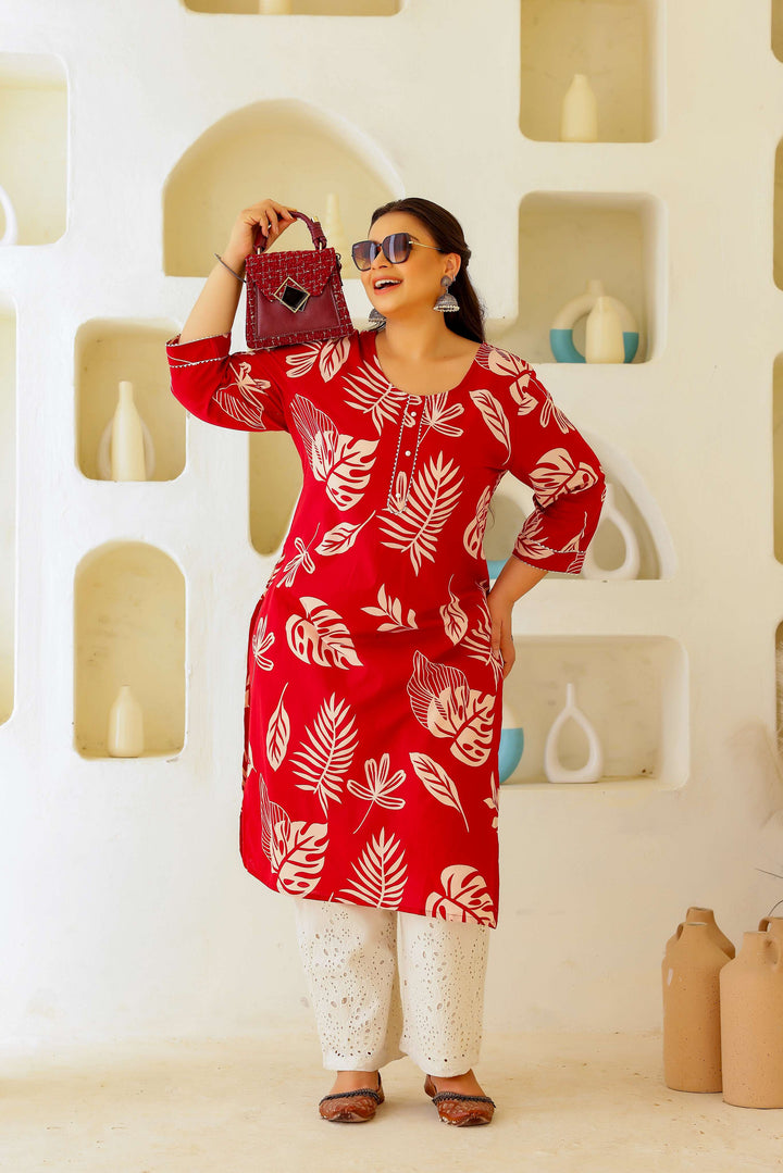 Women's Plus Size Cotton Kurti with 3/4 Sleeves – Elegant & Comfortable