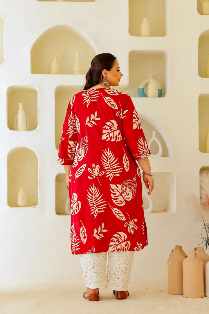 Women's Plus Size Cotton Kurti with 3/4 Sleeves – Elegant & Comfortable