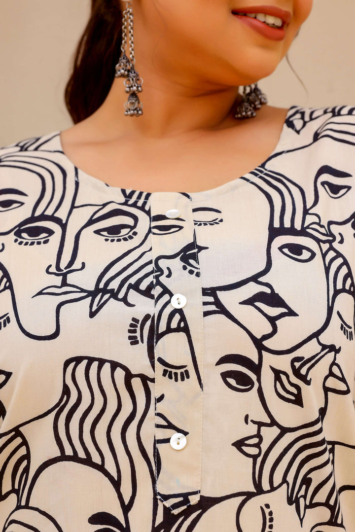 Plus Size Cotton Kurti for Women with 3/4 Sleeves – Classic Everyday Comfort