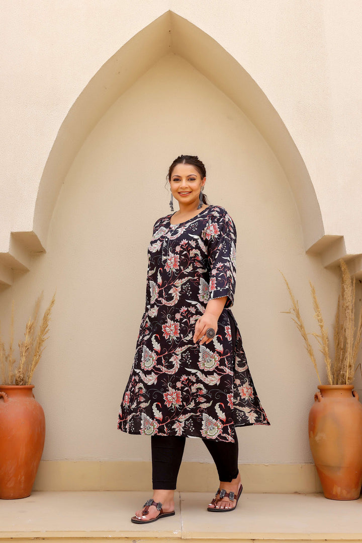 Elegant Big Size Cotton Kurti – Daily Wear with 3/4 Sleeves