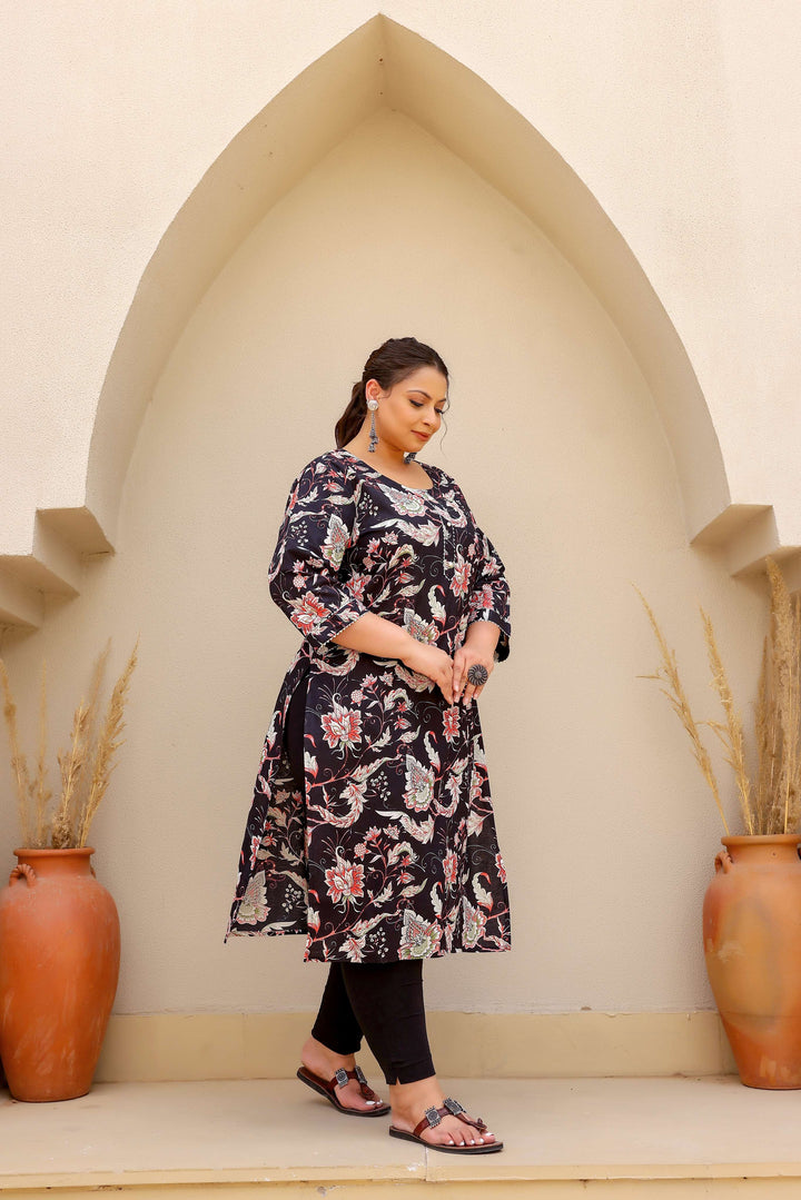 Elegant Big Size Cotton Kurti – Daily Wear with 3/4 Sleeves