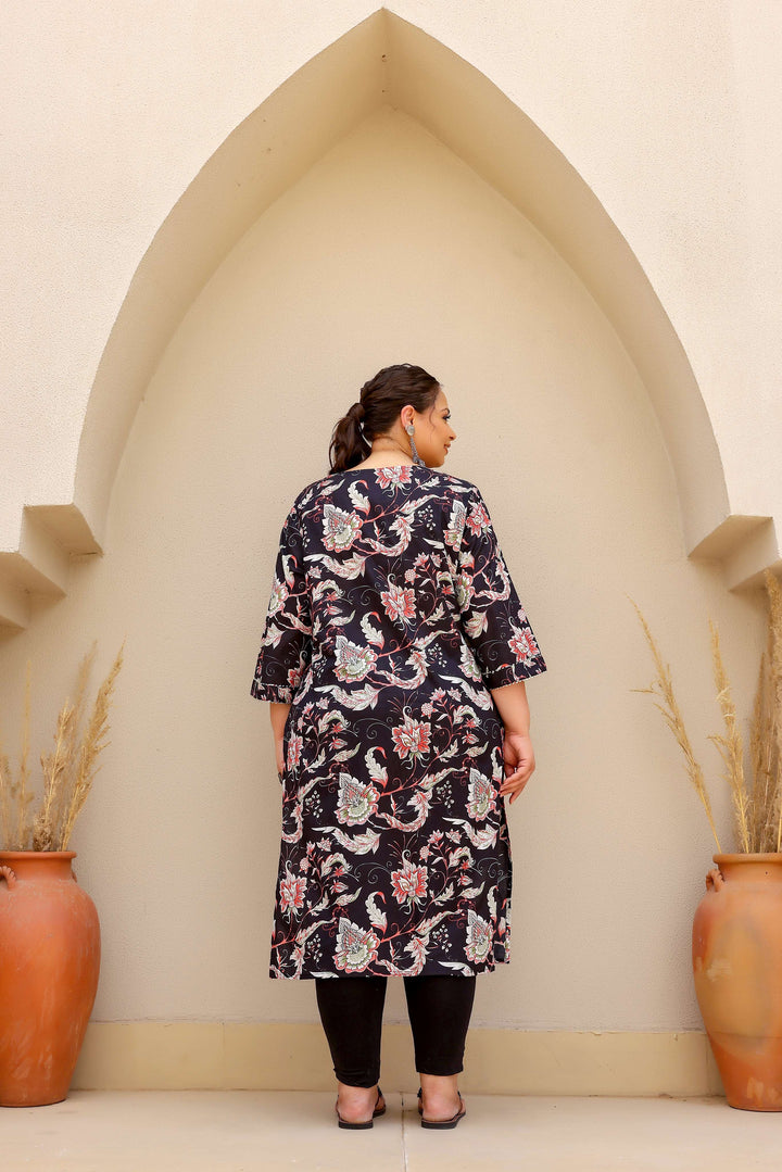 Elegant Big Size Cotton Kurti – Daily Wear with 3/4 Sleeves