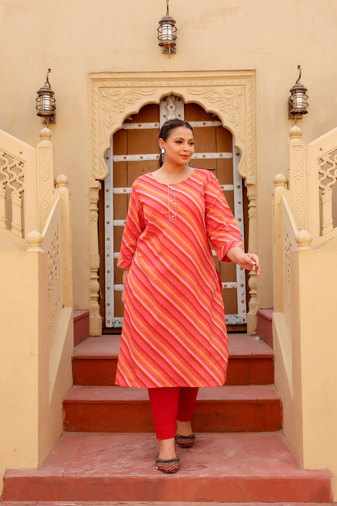 Women’s Cotton Plus Size Kurti – Stylish & Breathable with 3/4 Sleeves