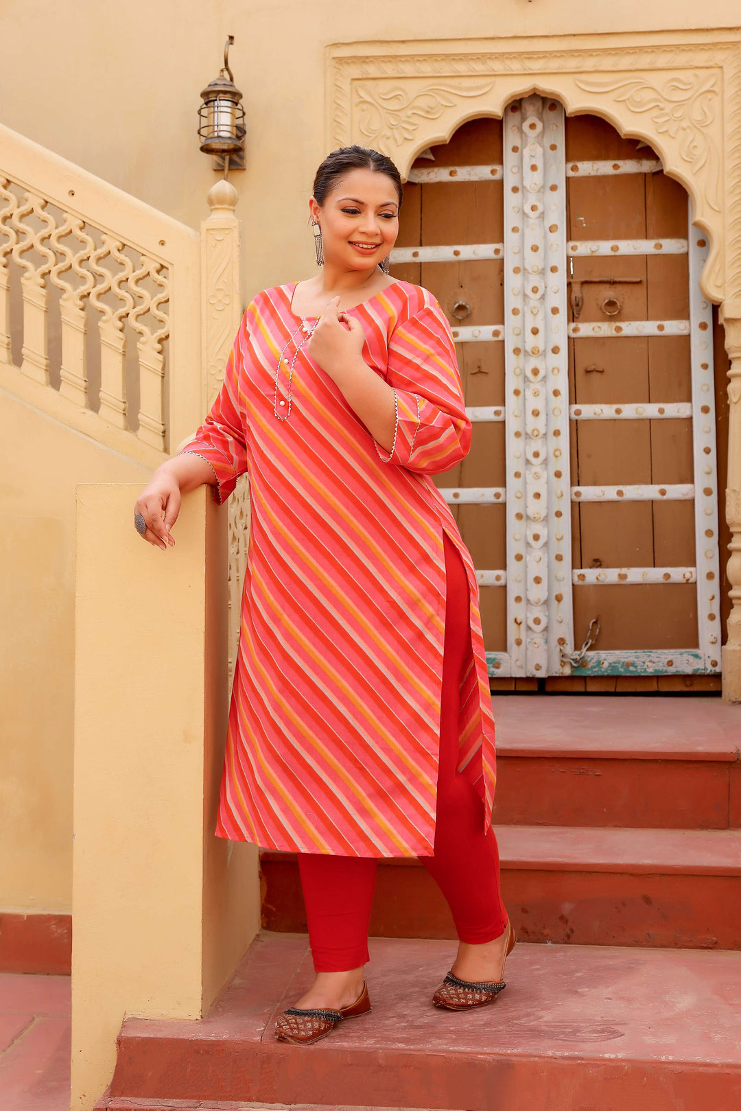 Women’s Cotton Plus Size Kurti – Stylish & Breathable with 3/4 Sleeves