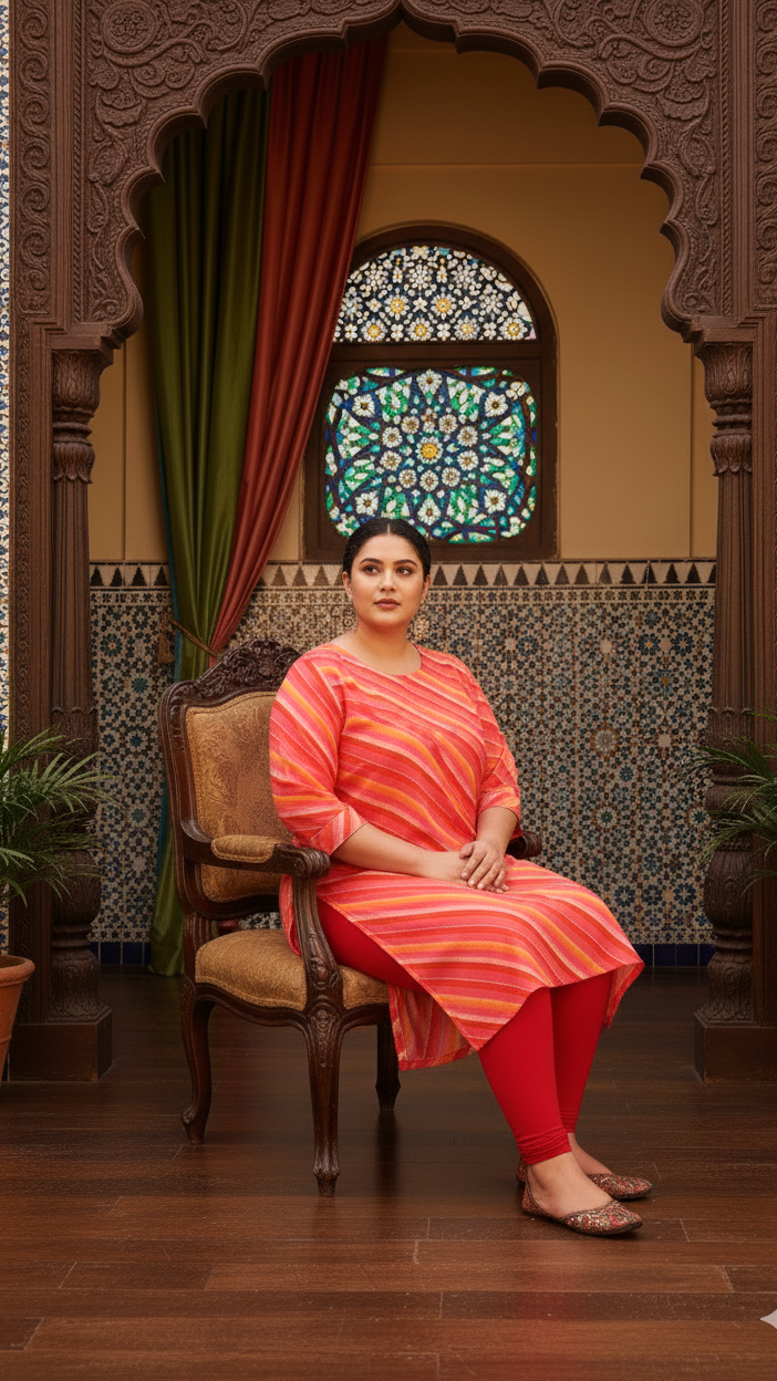 Women’s Cotton Plus Size Kurti – Stylish & Breathable with 3/4 Sleeves