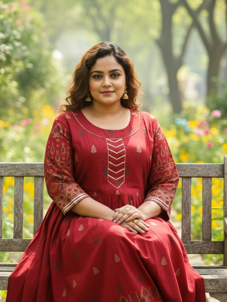 Plus Size Cotton Blend Printed Gown