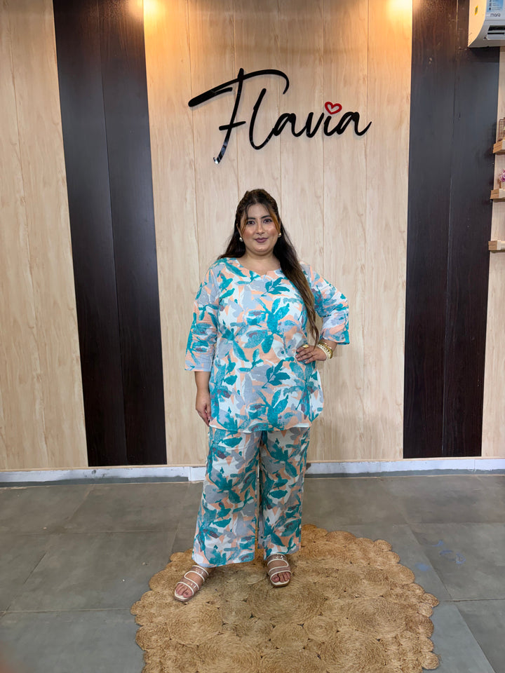 Women’s Plus Size Cotton Co-ord Set – Stylish Shirt & Pant Outfit