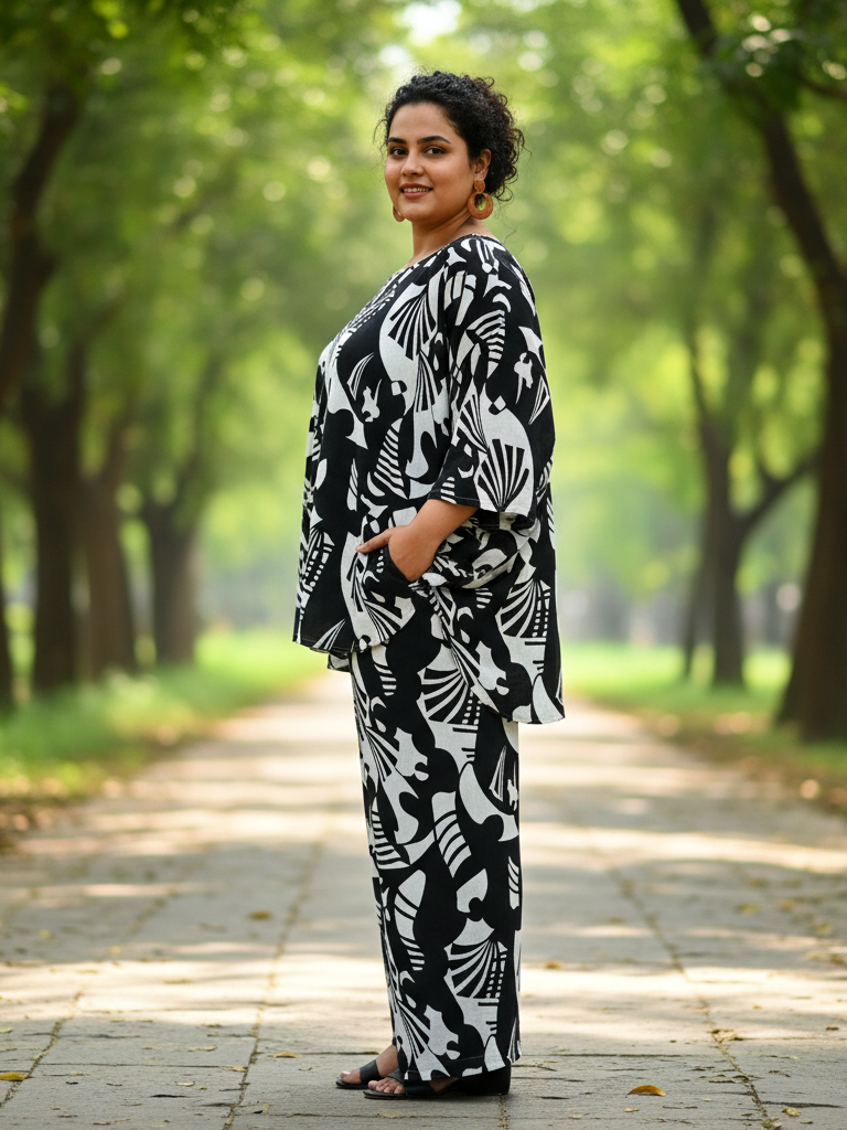 All-Day Comfort Plus Size Cotton Co-ord Set – Shirt and Pant Ensemble