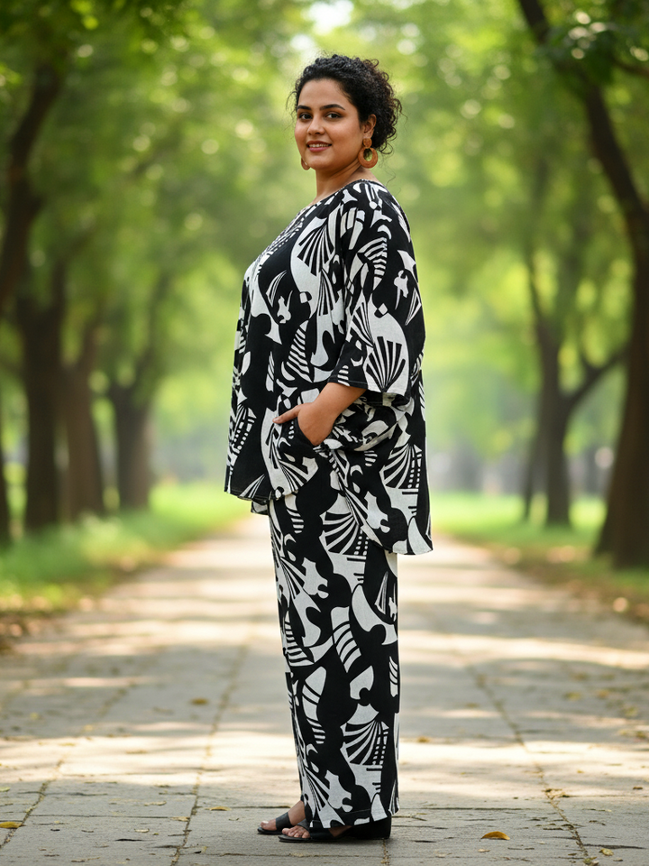 All-Day Comfort Plus Size Cotton Co-ord Set – Shirt and Pant Ensemble