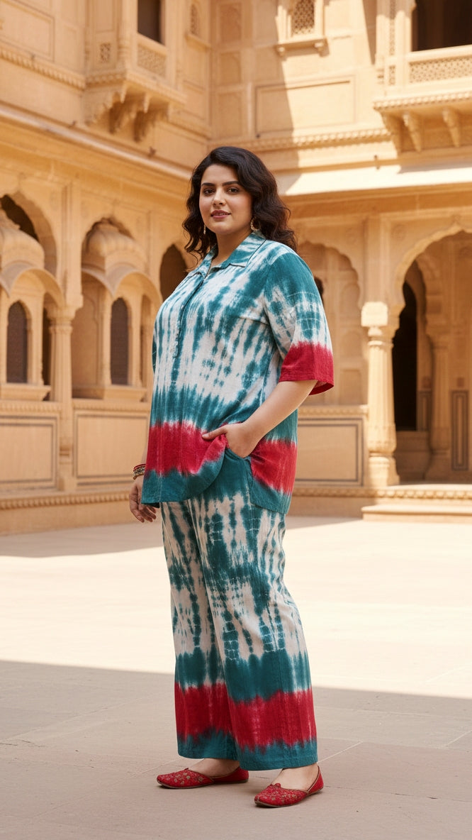 Plus Size Multicolor Cotton Co-ord Set – Comfortable Everyday Wear for Women